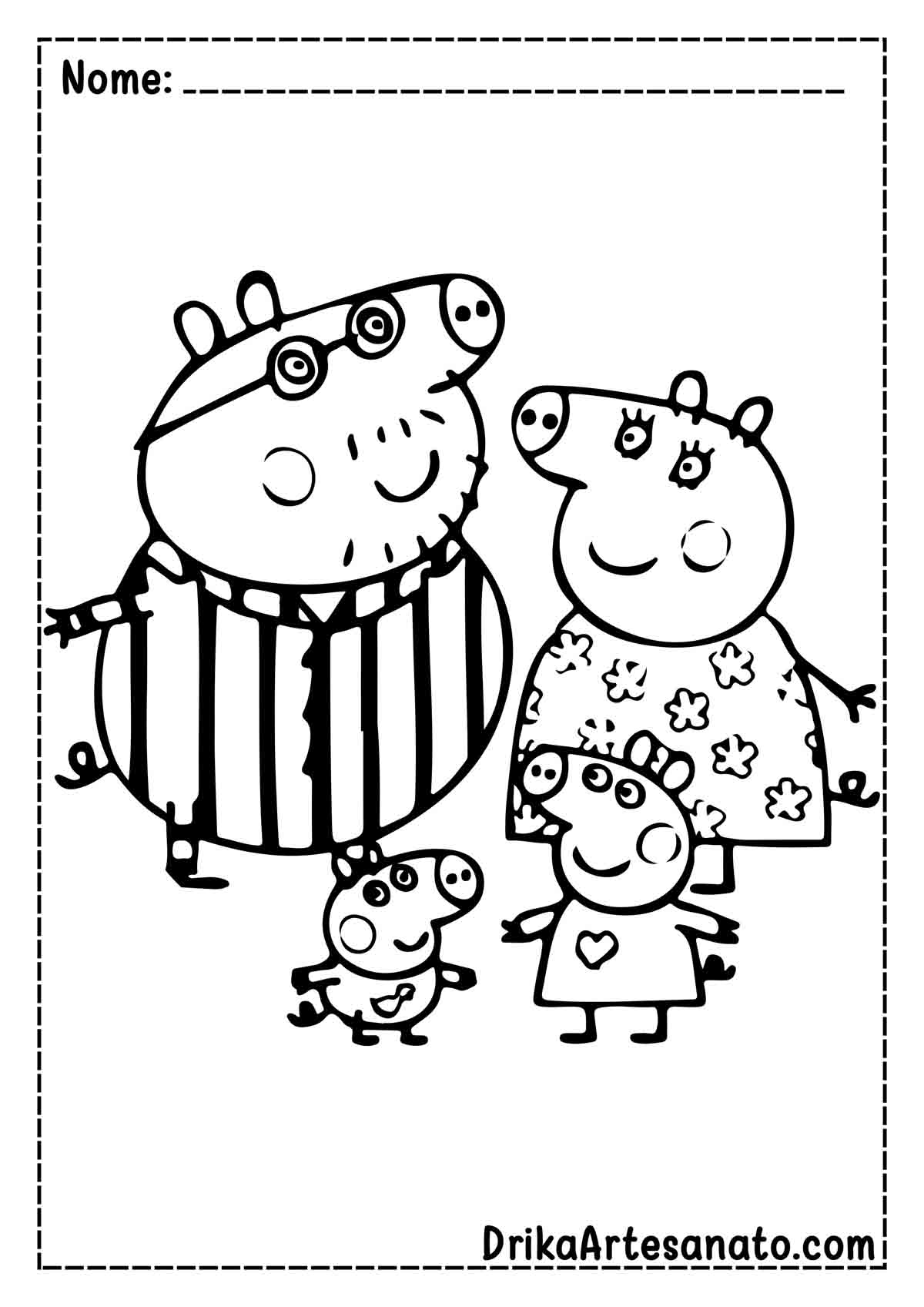 Desenho da Família da Peppa Pig para Colorir
