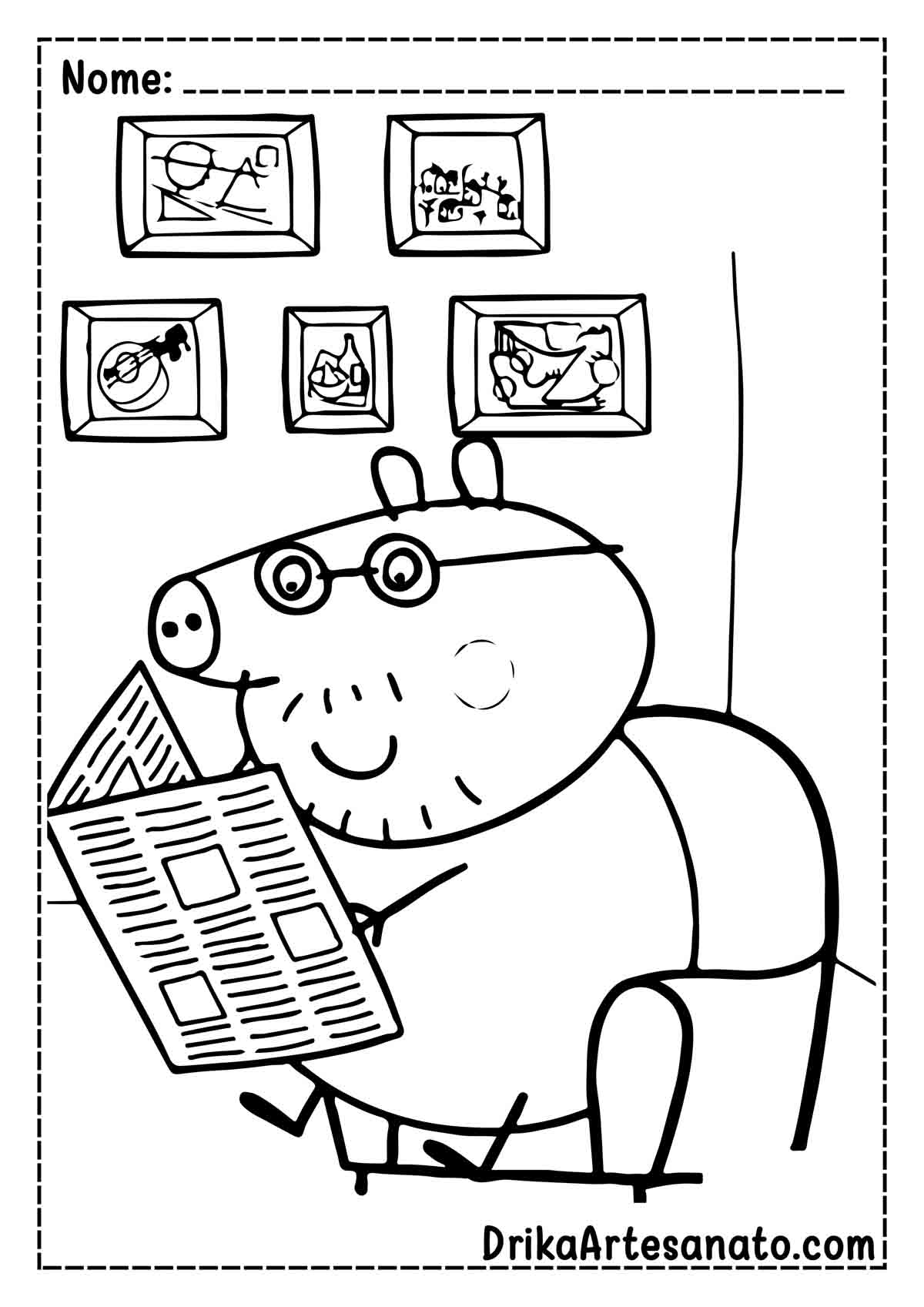 Desenho do Papai Pig para Imprimir e Colorir