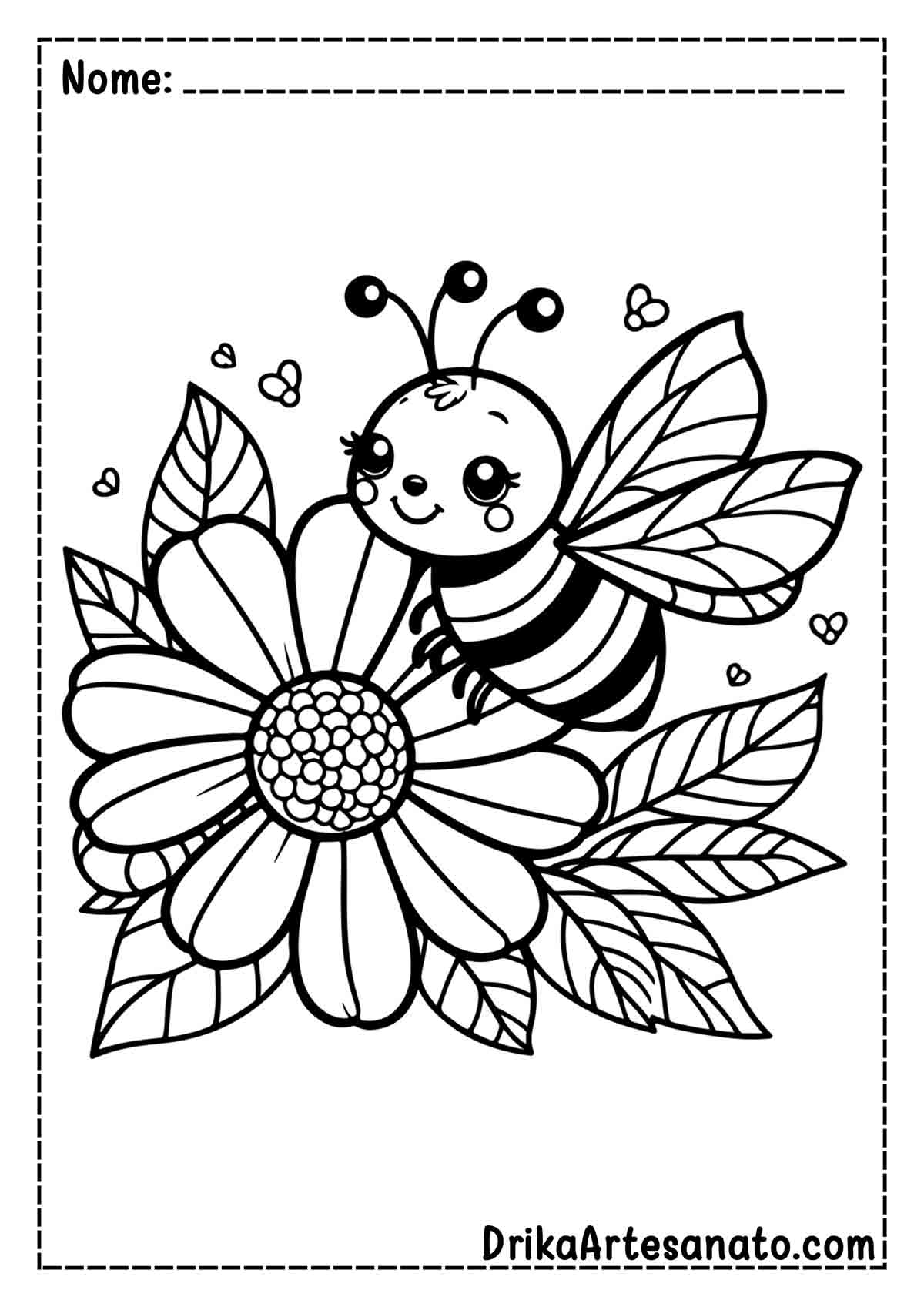 Desenho de abelha na Flor para Pintar