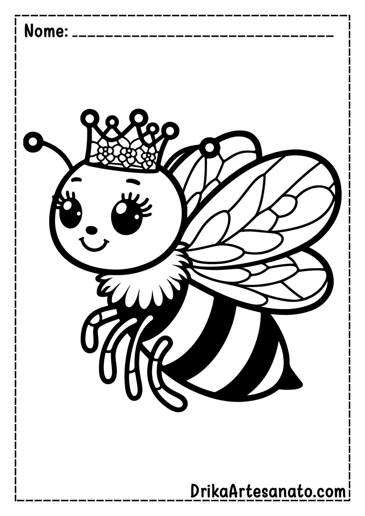 Desenho de abelha Rainha para Colorir