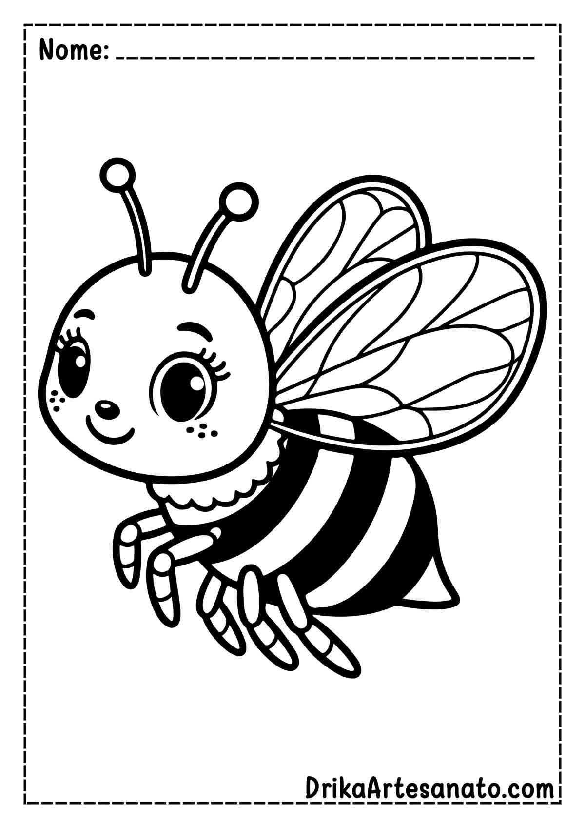 Desenho de abelha Fofa para Colorir