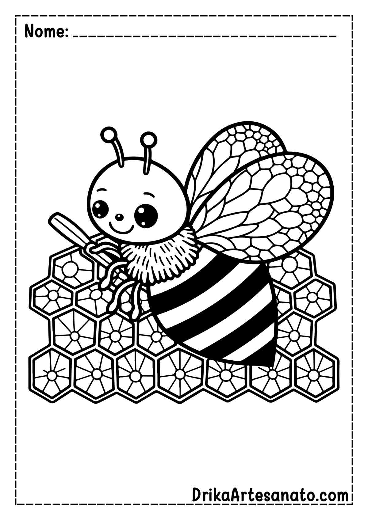 Desenho de abelha e Colmeia para Imprimir