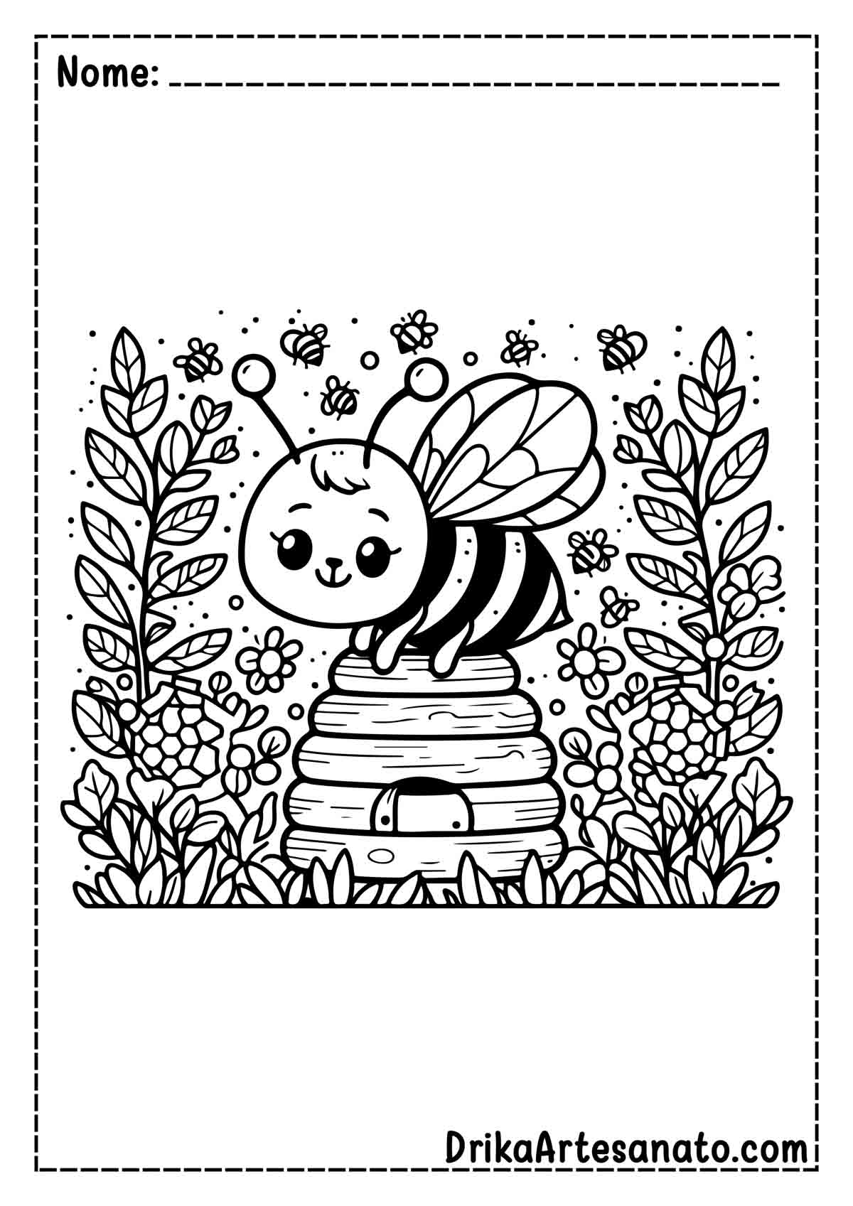 Desenho de abelha e Colmeia para Colorir