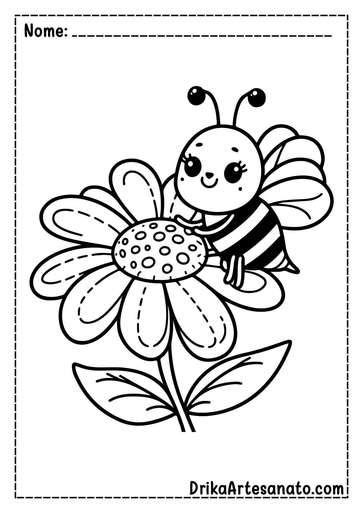 Desenho de abelha na Flor para Imprimir