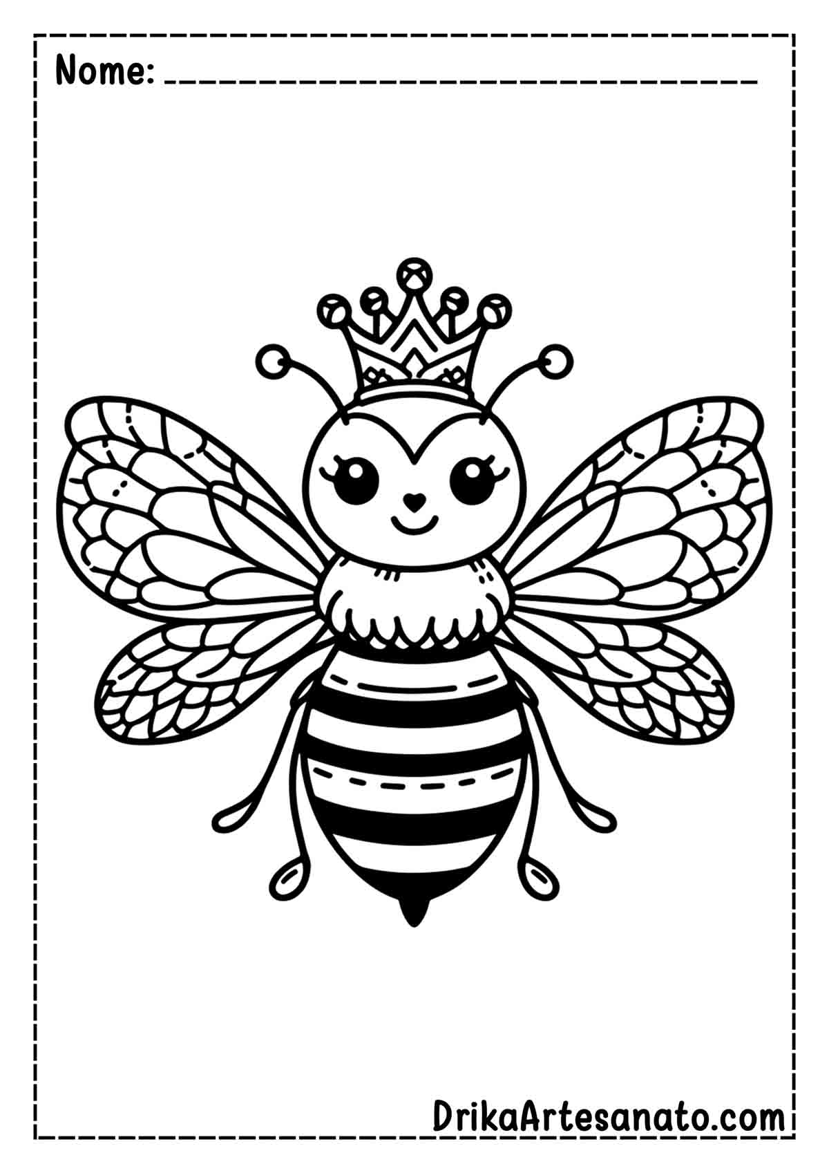 Desenho de abelha Rainha para Colorir e Imprimir