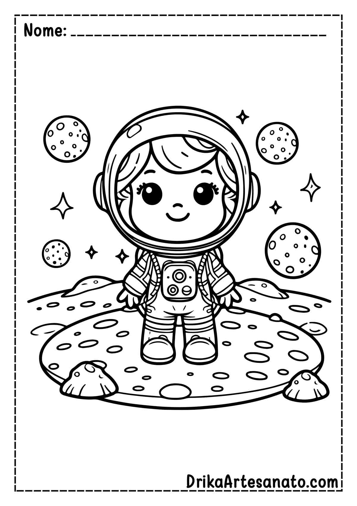 Desenho de Astronauta para Pintar e Imprimir