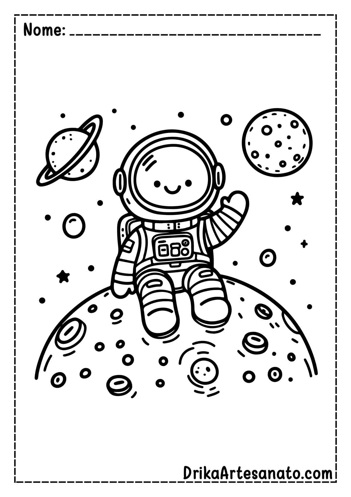 Desenho de Astronauta na Lua para Imprimir