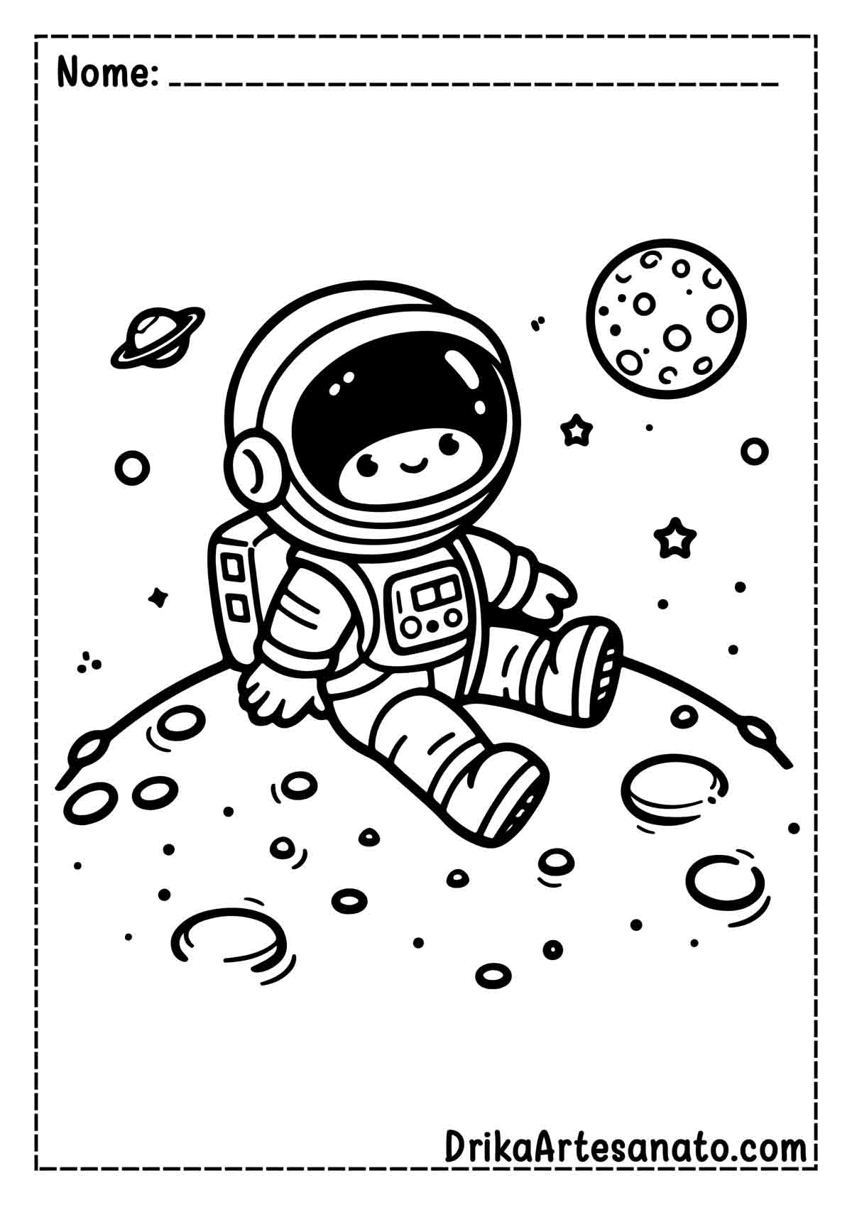 Desenho de Astronauta na Lua para Colorir