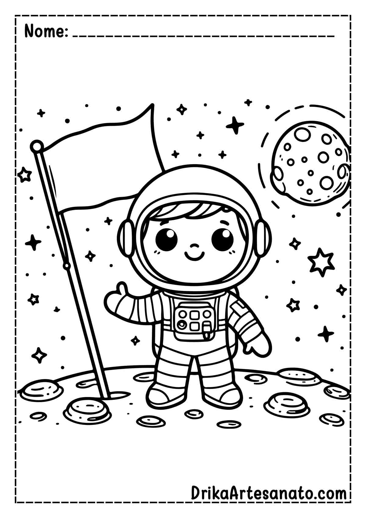 Desenho de Astronauta Fácil para Colorir