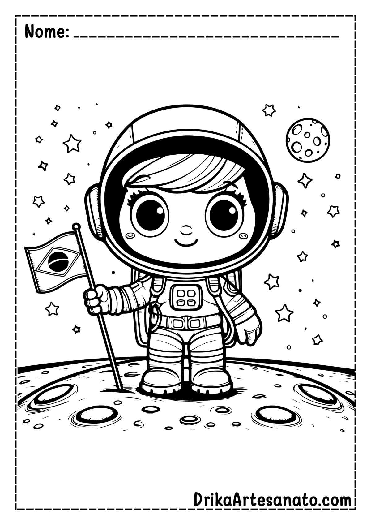 Desenho de Astronauta na Lua para Colorir