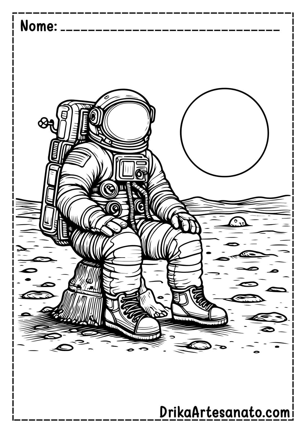 Desenho de Astronauta Realista para Colorir e Imprimir