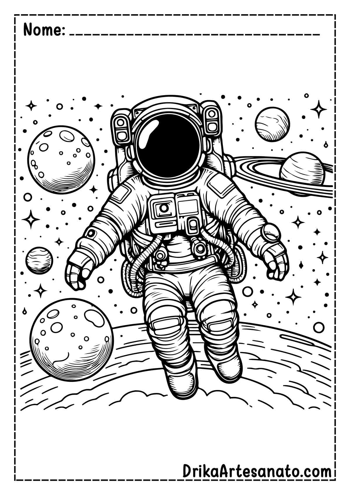 Desenho de Astronauta Realista para Pintar