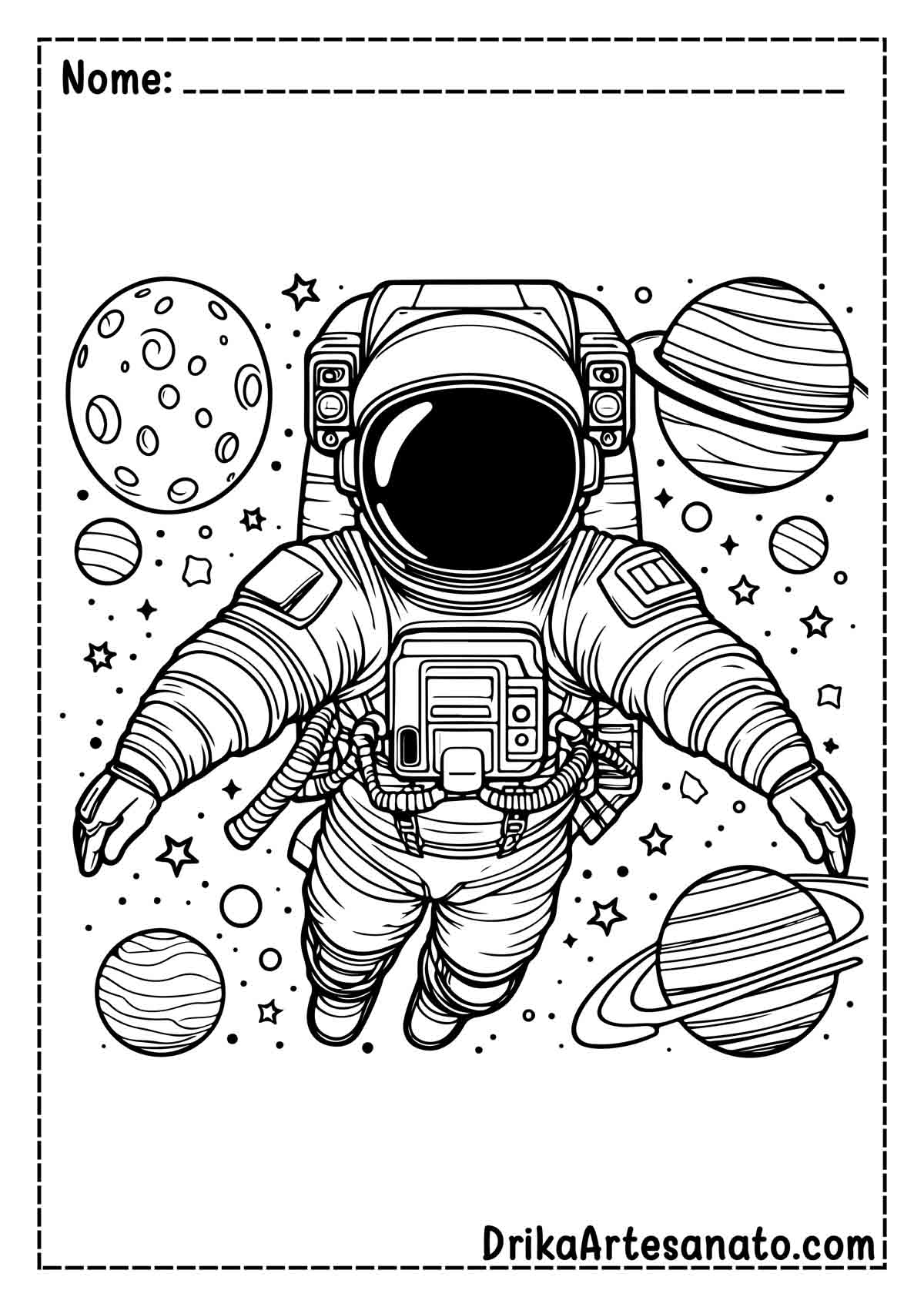 Desenho de Astronauta Realista para Imprimir