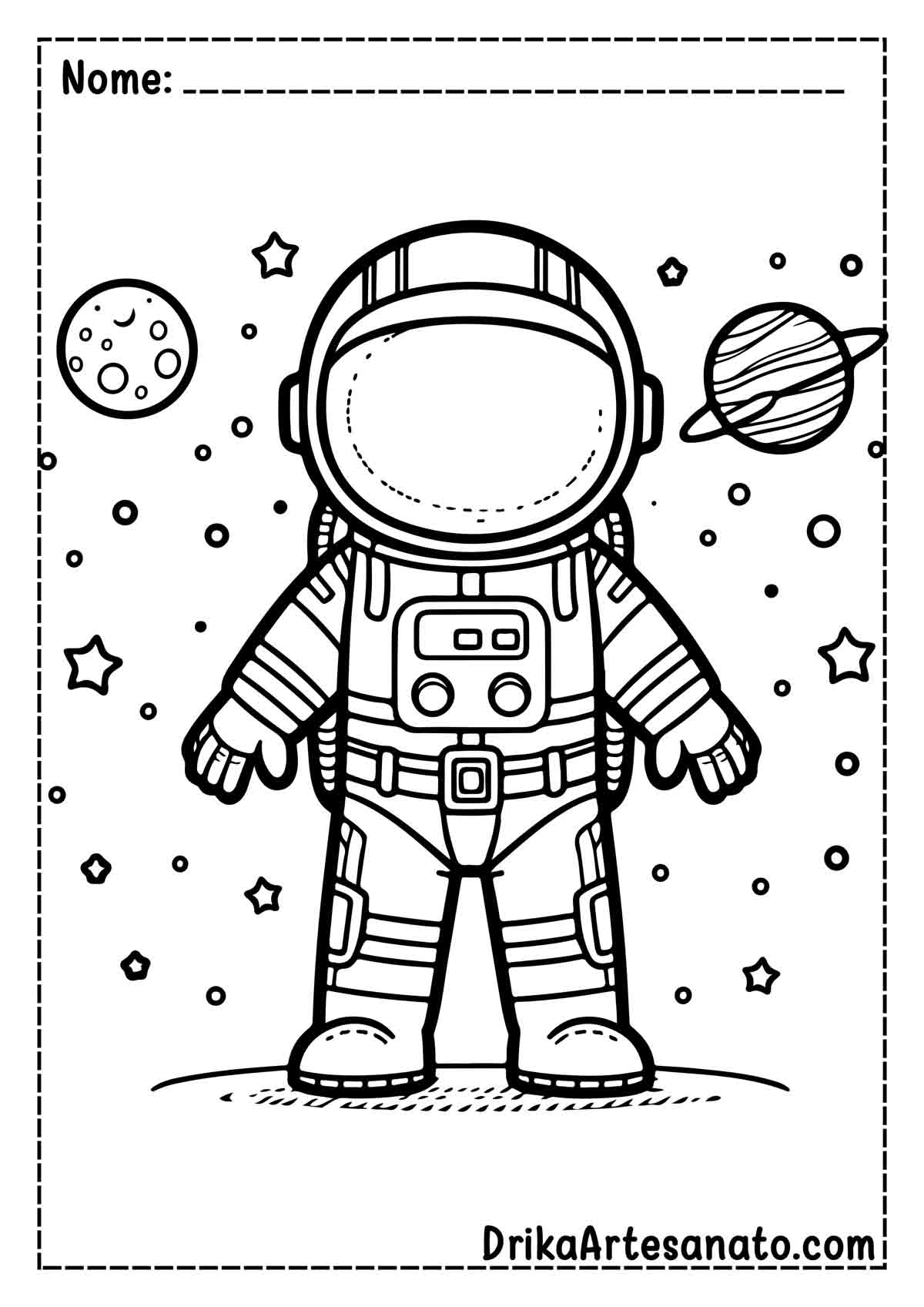 Desenho de Astronauta para Imprimir e Pintar