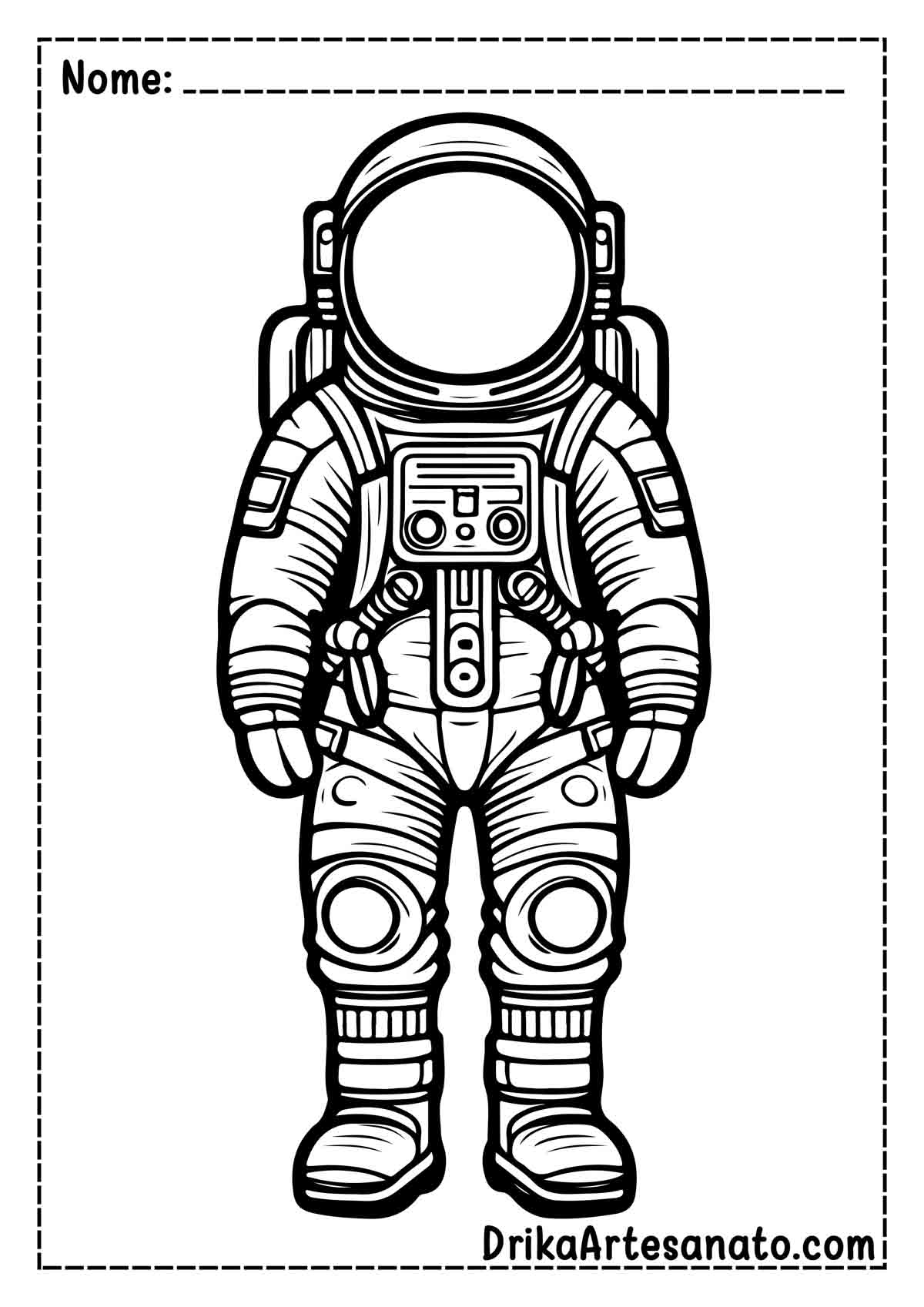 Desenho de Astronauta Realista para Imprimir e Colorir