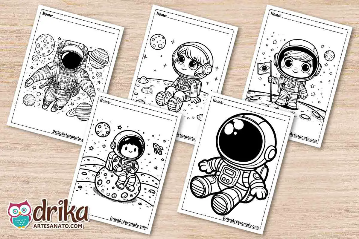 50 Desenhos de Astronauta para Colorir Grátis em PDF