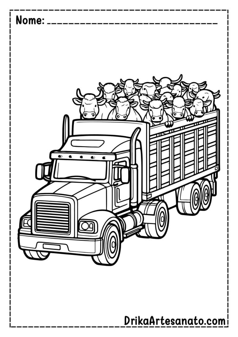 50 Desenhos de Caminhão para Colorir Grátis em PDF