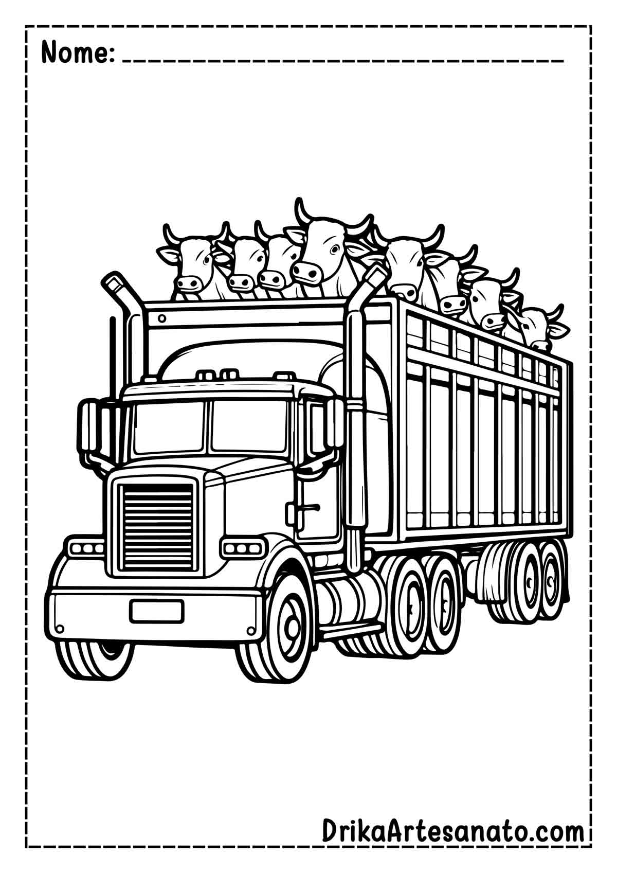Desenho de Caminhão Boiadeiro para Imprimir