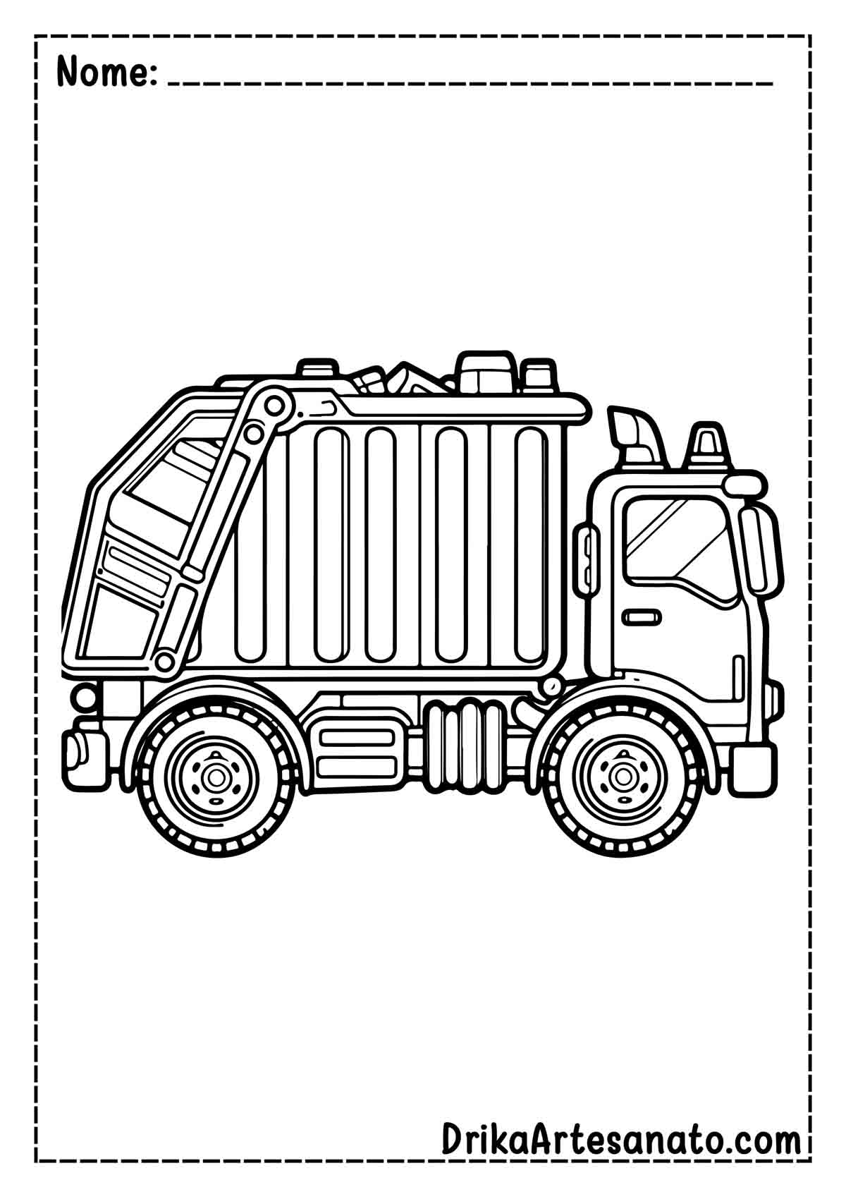 Desenho de Caminhão de Lixo para Colorir