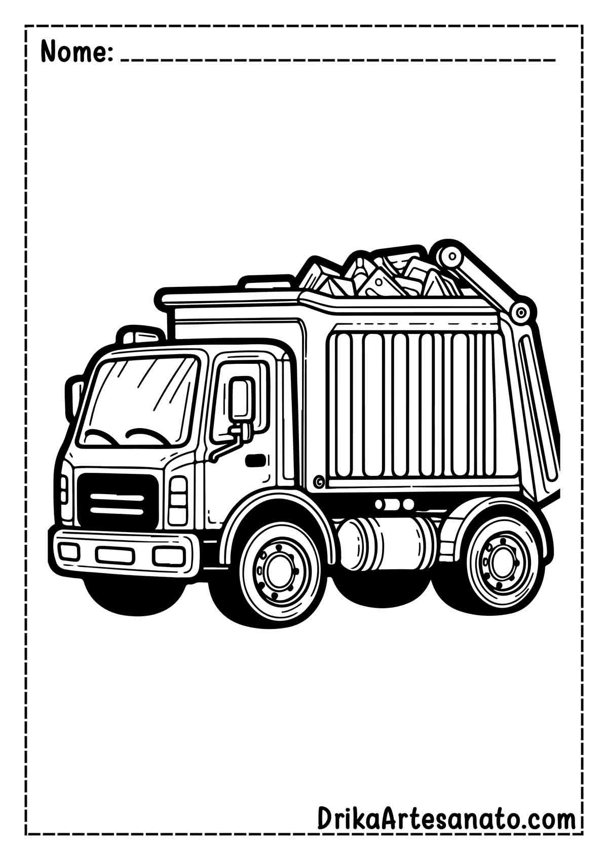 Desenho de Caminhão de Lixo para Pintar