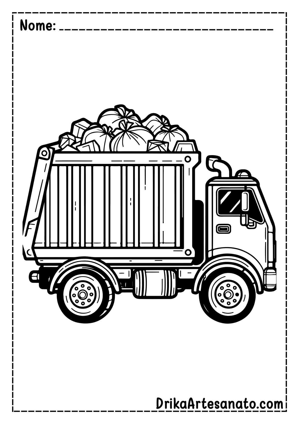 Desenho de Caminhão de Lixo para Colorir e Imprimir
