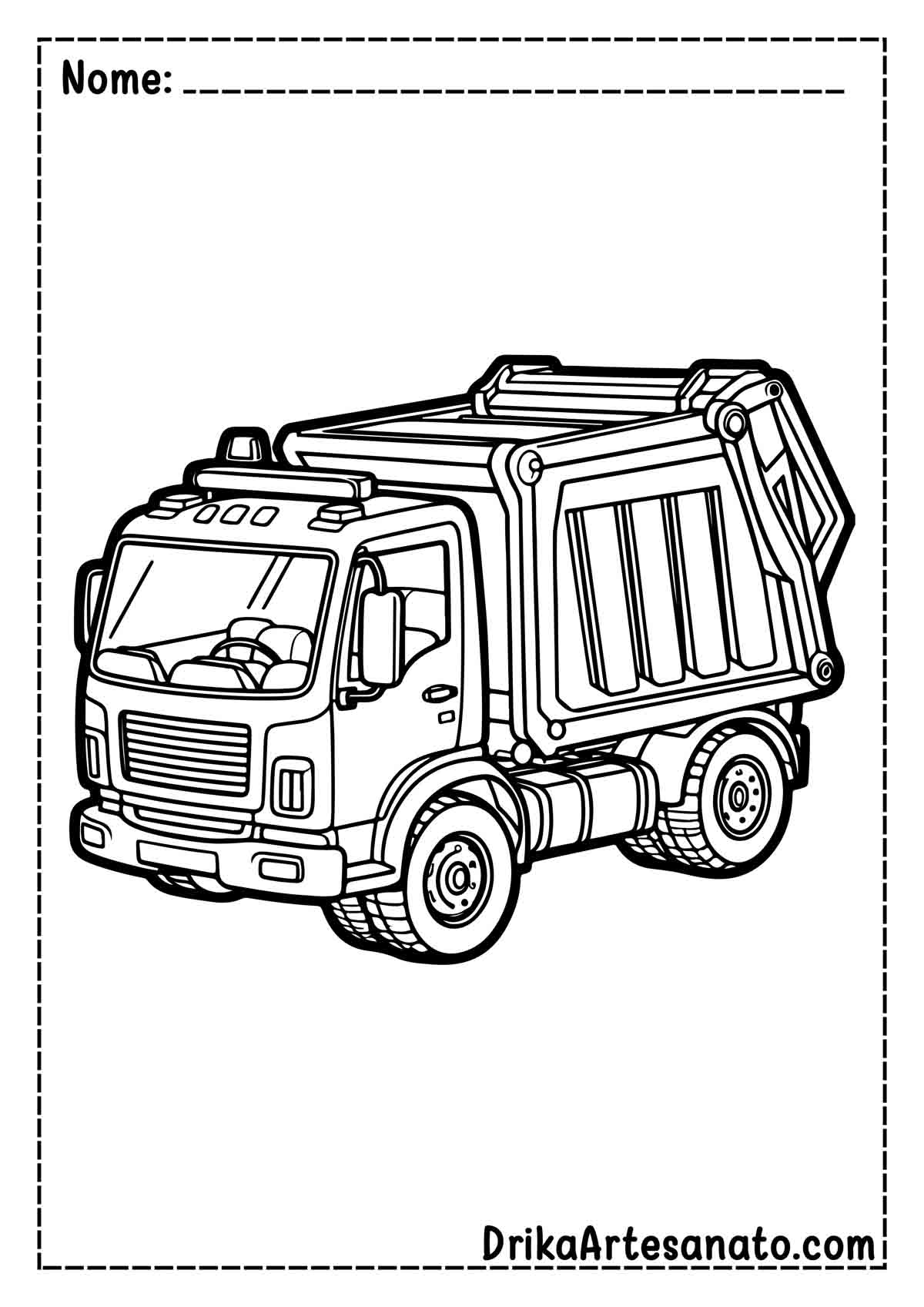 Desenho de Caminhão de Lixo para Imprimir e Colorir