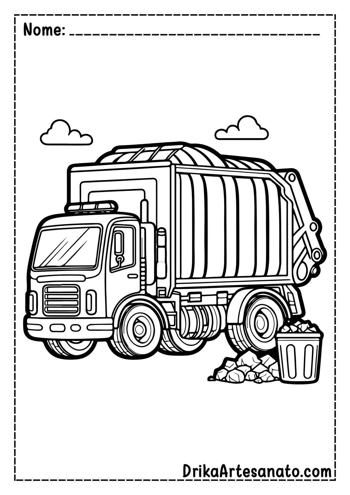Desenho de Caminhão de Lixo para Colorir