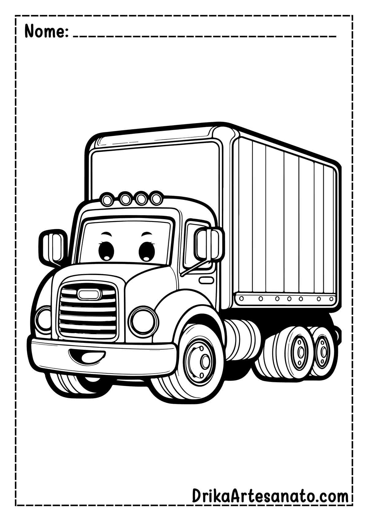 Desenho de Caminhão Infantil para Pintar