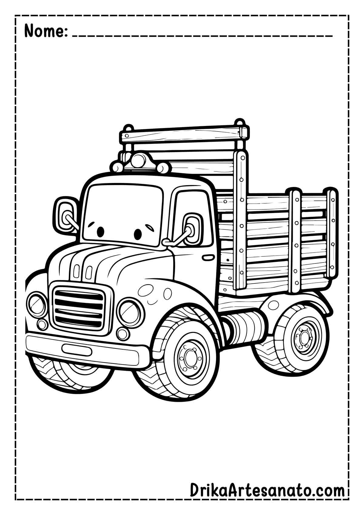 Desenho de Caminhão Infantil para Colorir e Imprimir