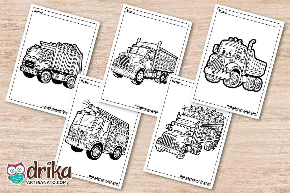 50 Desenhos de Caminhão para Colorir Grátis em PDF