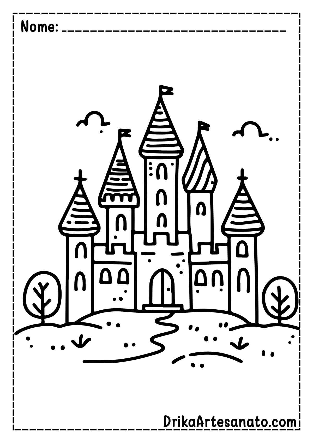 Desenho de Castelo Fácil para Colorir