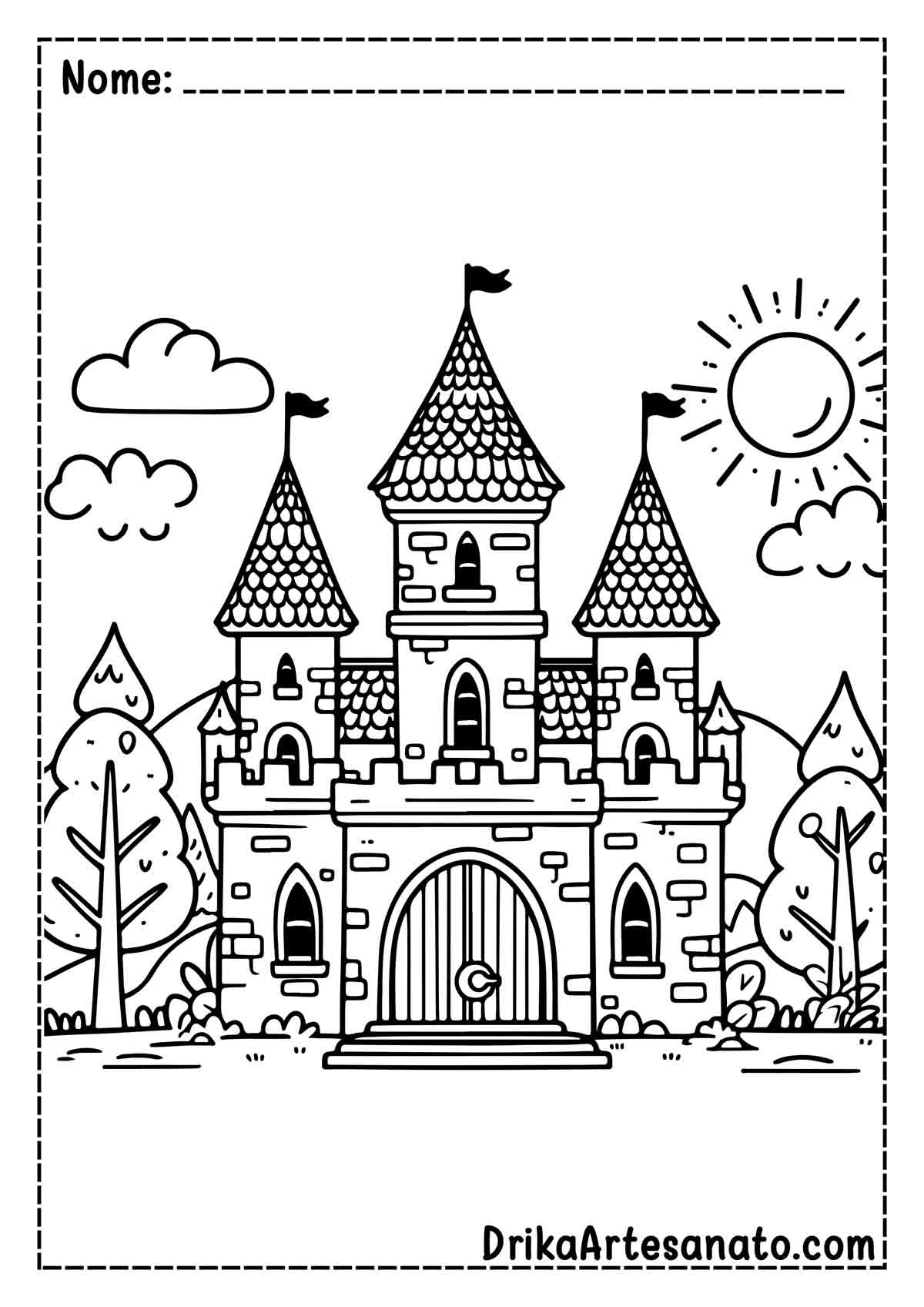 Desenho de Castelo Simples para Imprimir