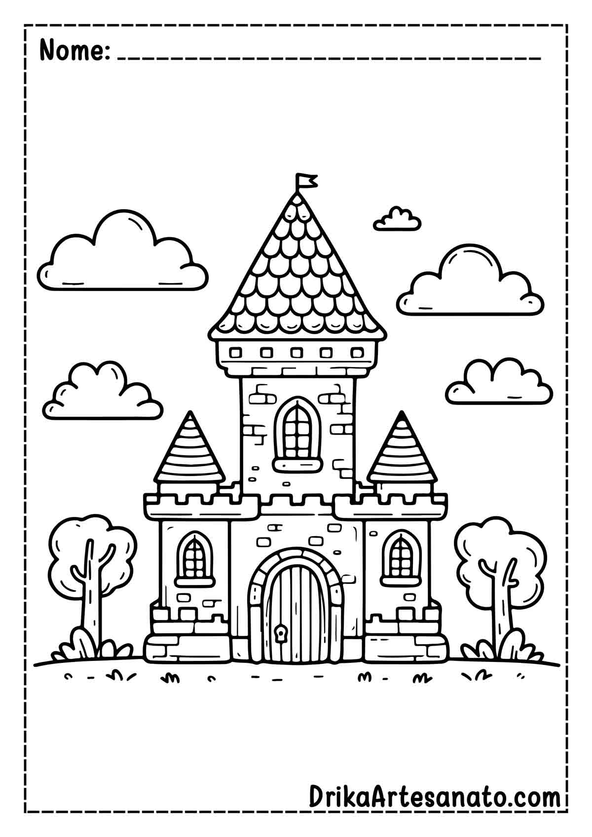 Desenho de Castelo Fácil para Pintar