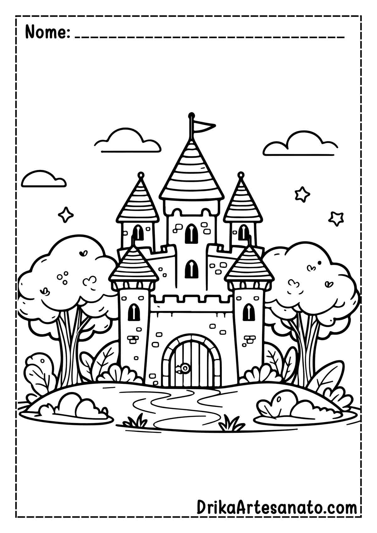 Desenho de Castelo Fácil para Colorir