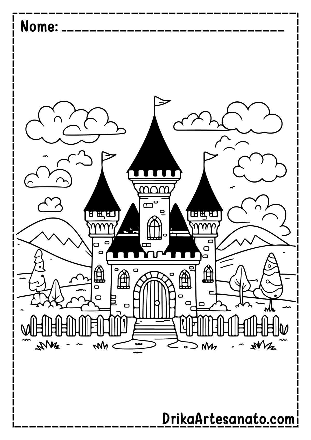 Desenho de Castelo Fácil para Imprimir