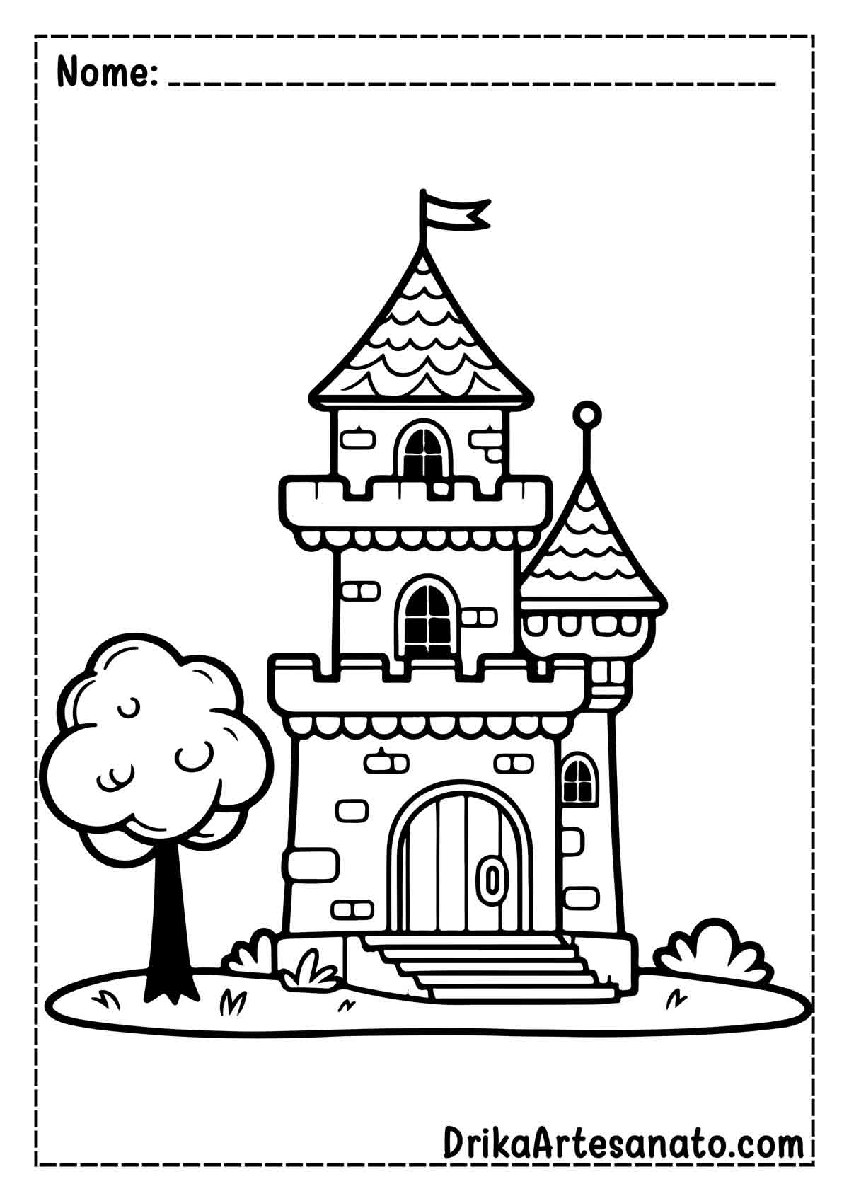 Desenho de Castelo Simples para Colorir e Imprimir