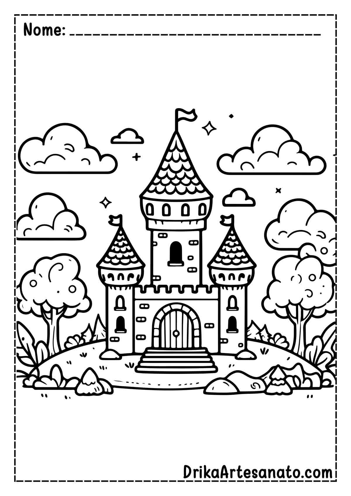 Desenho de Castelo Simples para Imprimir