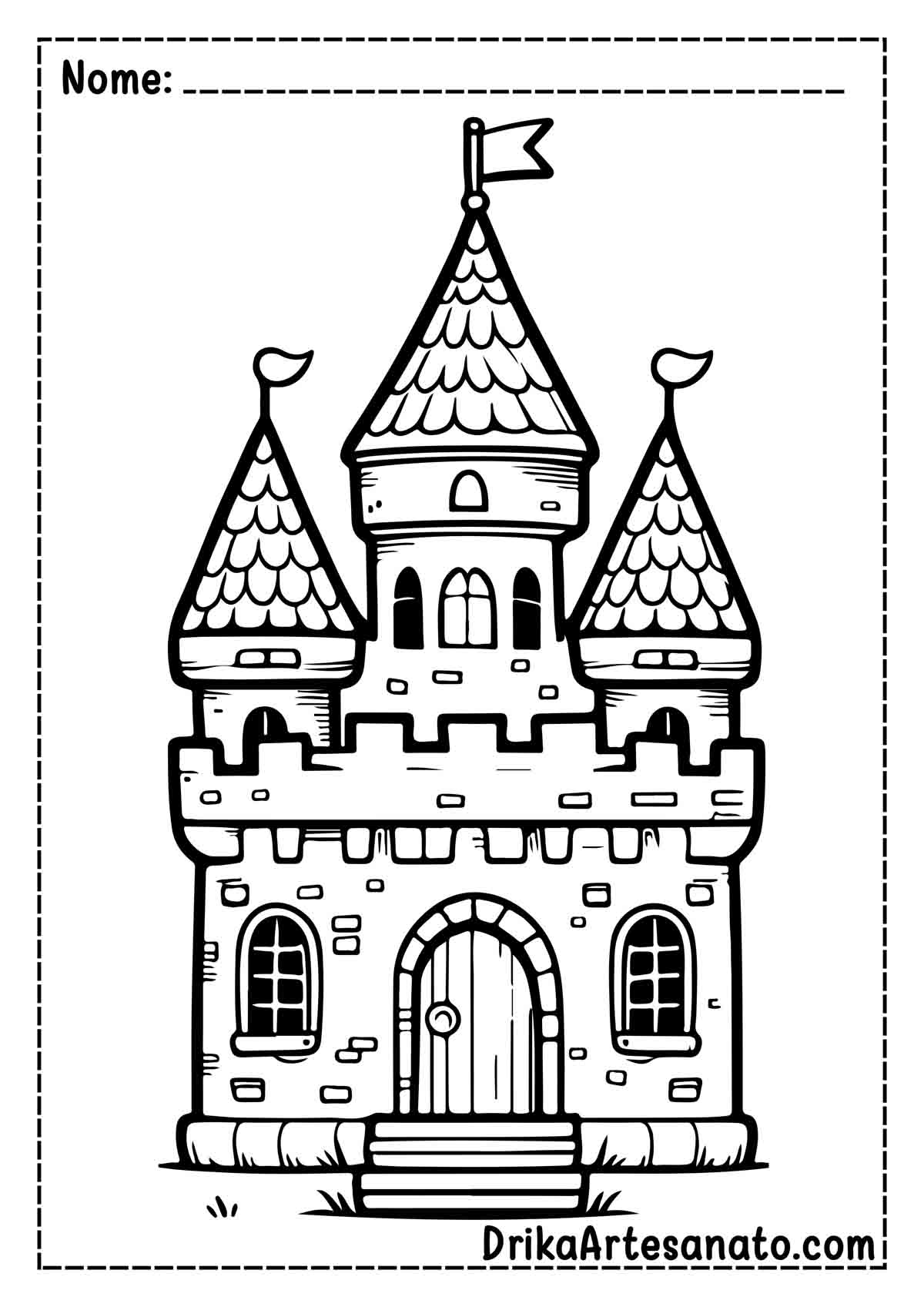 Desenho de Castelo Medieval para Colorir