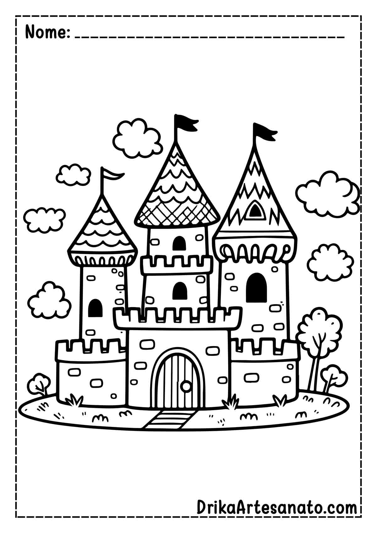 Desenho de Castelo Fácil para Colorir