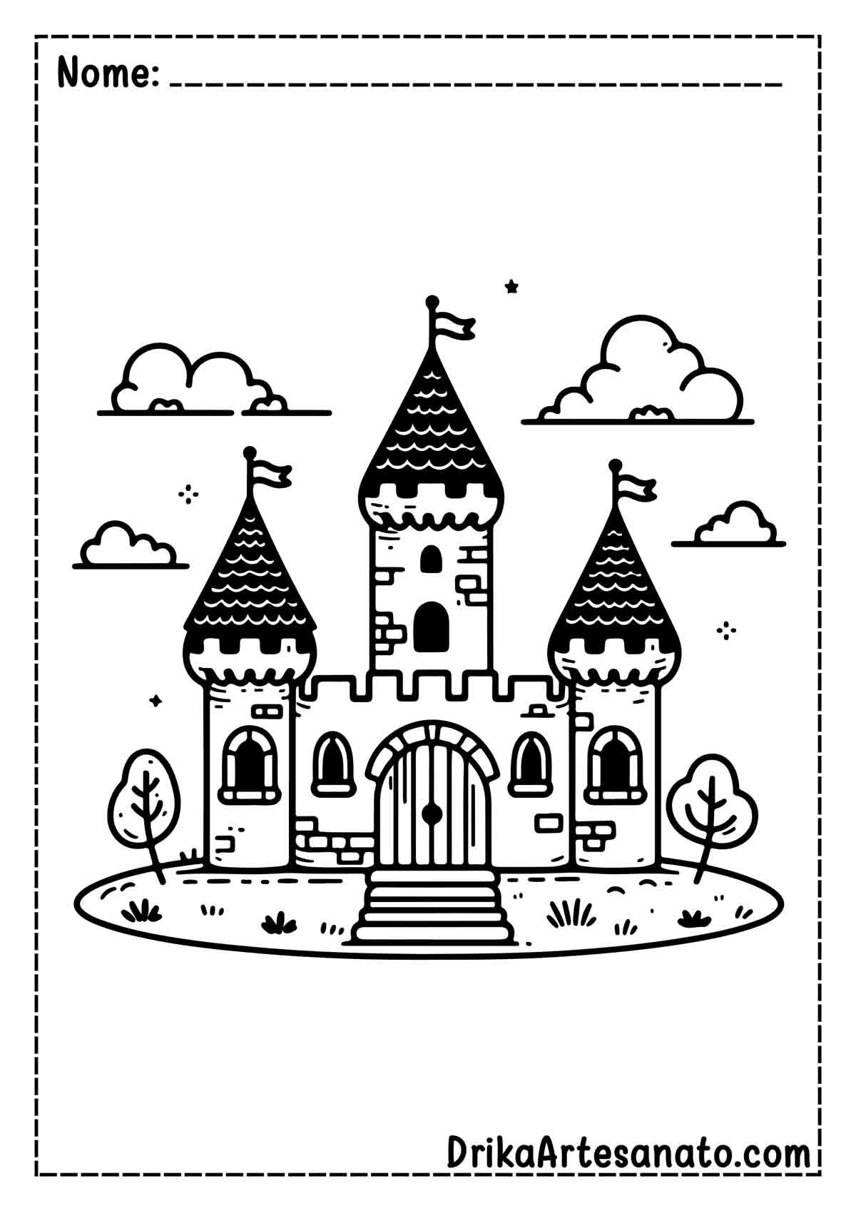 Desenho de Castelo Fácil para Imprimir