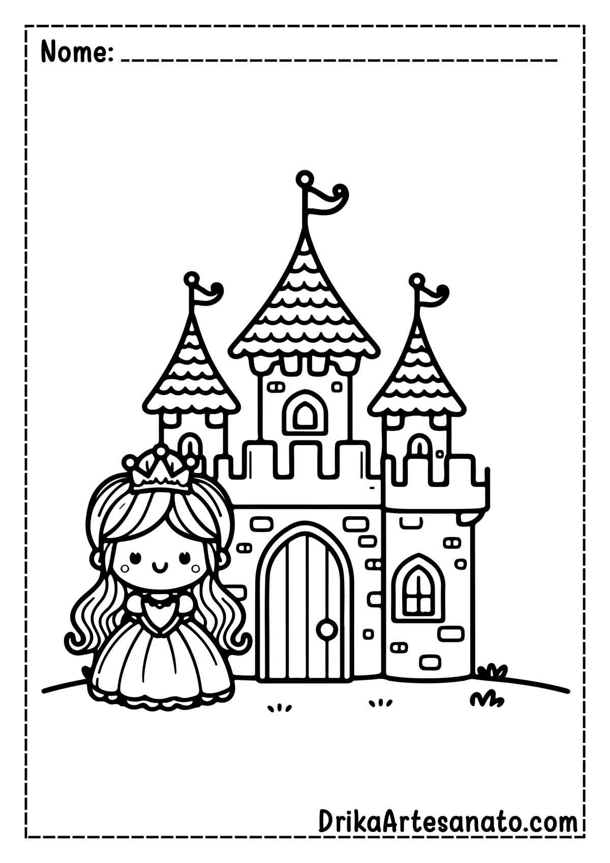 Desenho de Castelo de Princesa para Colorir