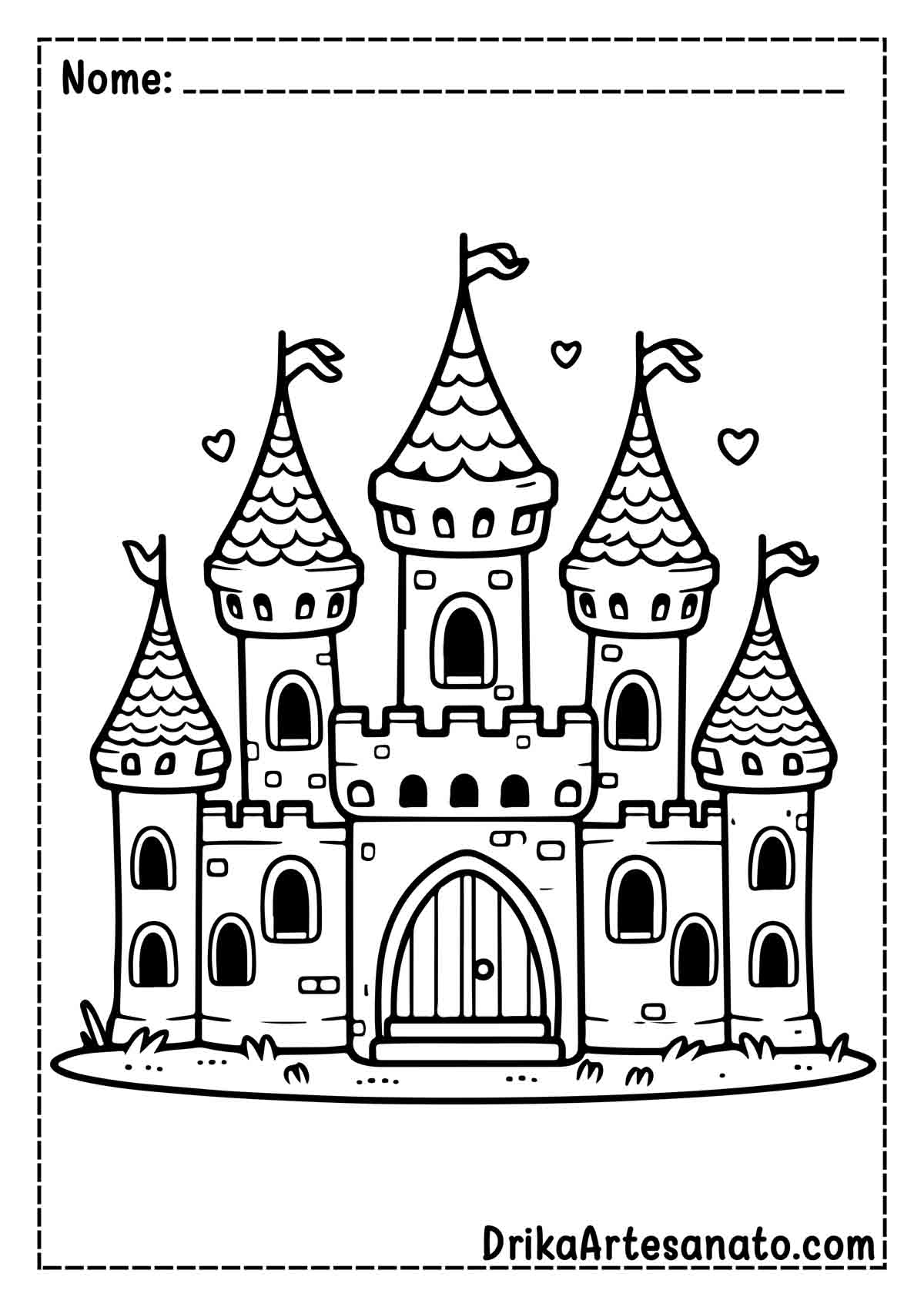 Desenho de Castelo Medieval para Colorir