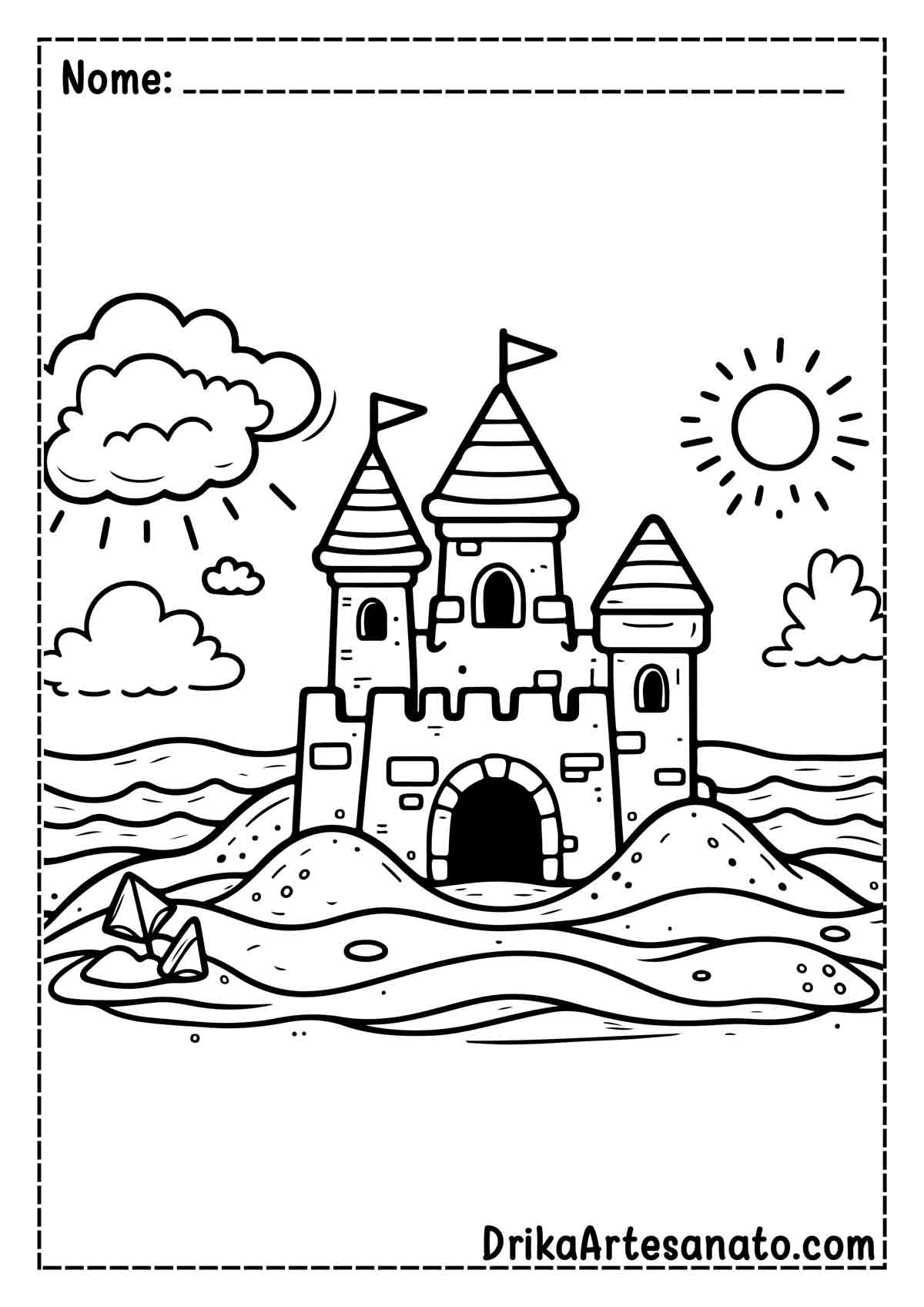 Desenho de Castelo de Areia para Colorir