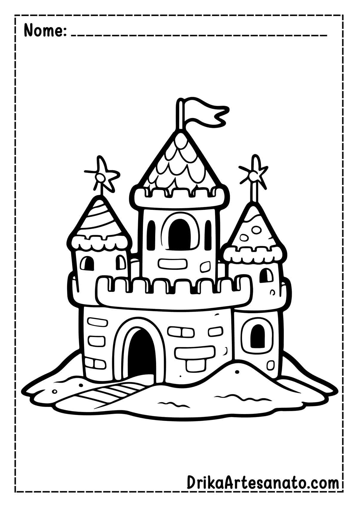 Desenho de Castelo de Areia para Imprimir