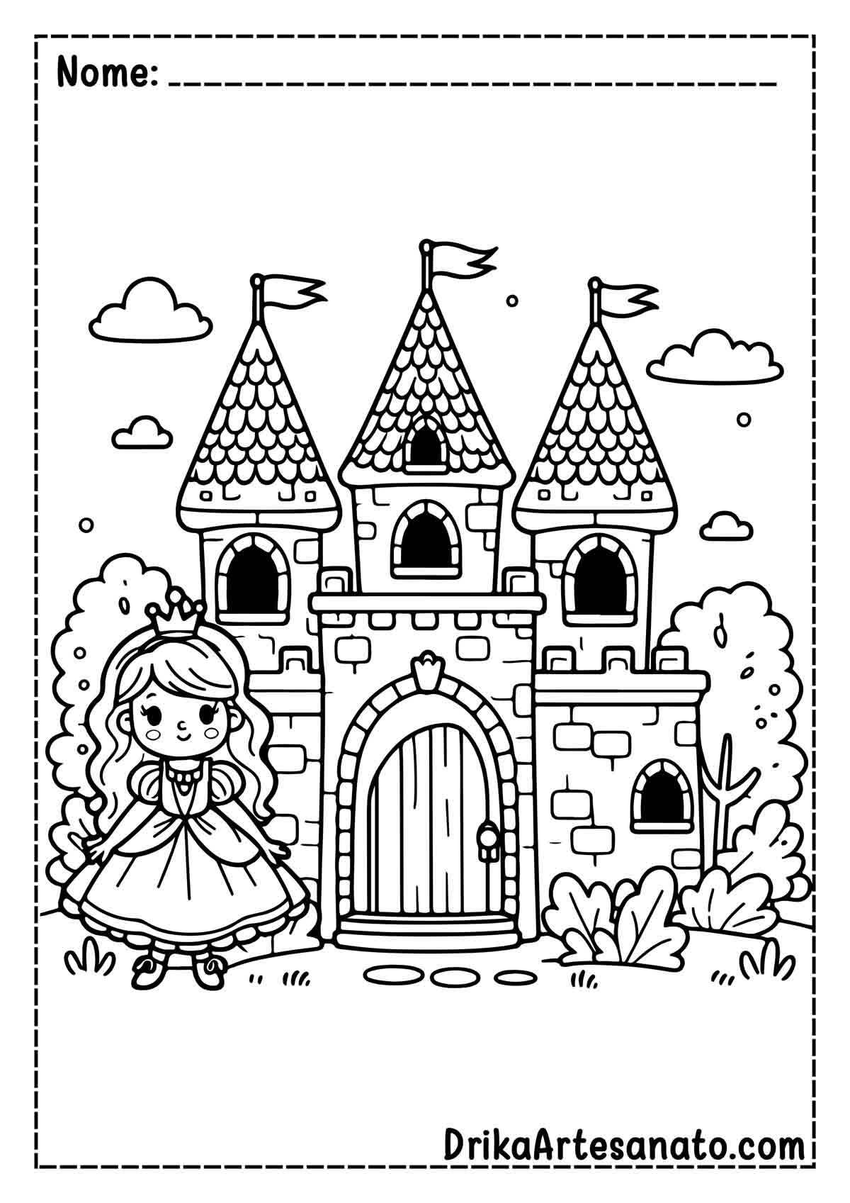 Desenho de Castelo de Princesa para Imprimir