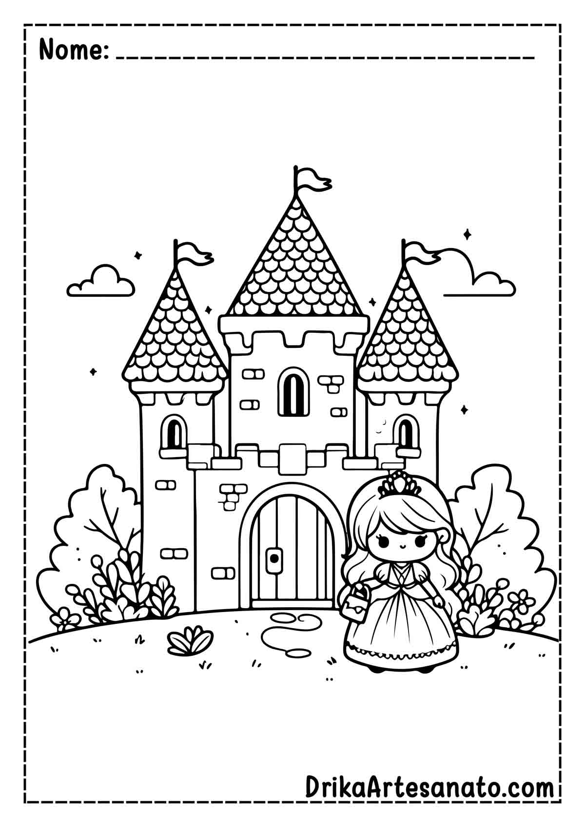 Desenho de Castelo de Princesa para Pintar