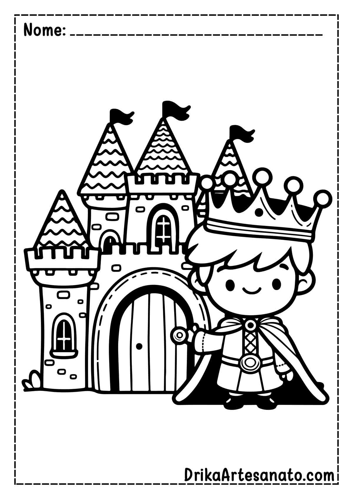 Desenho de Castelo com Rei para Colorir