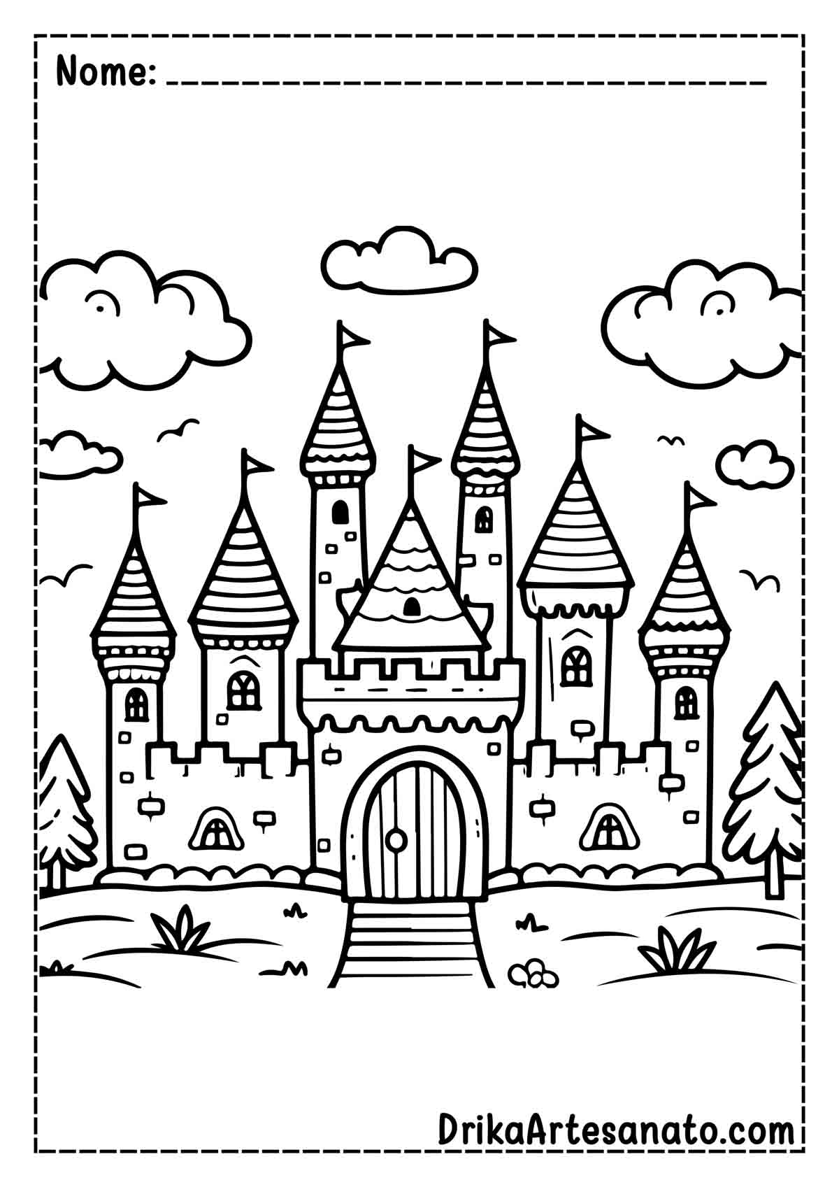 Desenho de Castelo Fácil para Colorir