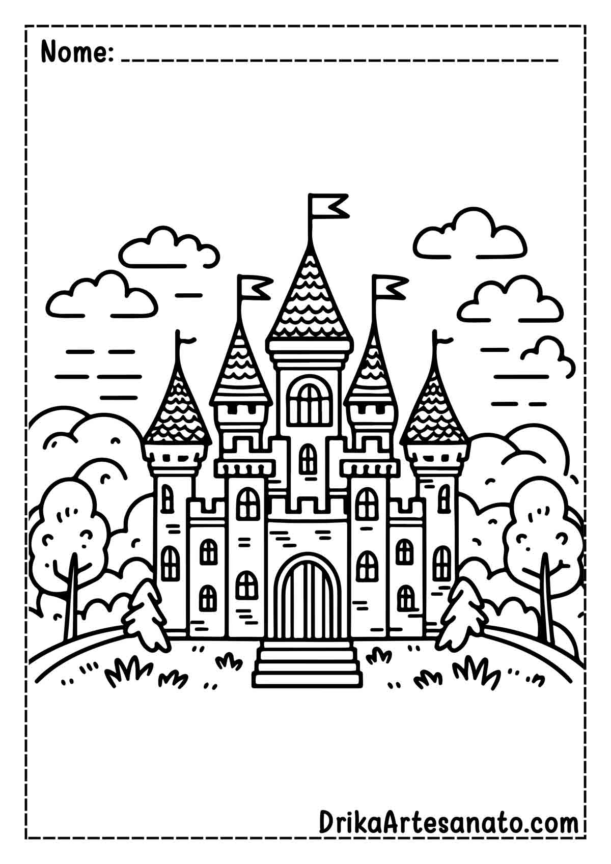 Desenho de Castelo Simples para Colorir