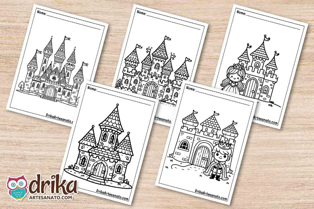 50 Desenhos de Castelo para Colorir Grátis em PDF